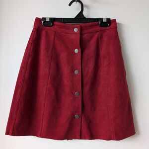 Wilfred Free Aritzia Centinela Red Faux Suede Skirt 0